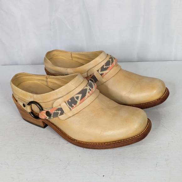 Bed Stu Driftwood Aztec Leather Western Cowgirl Clogs Mules - Picture 1 of 8
